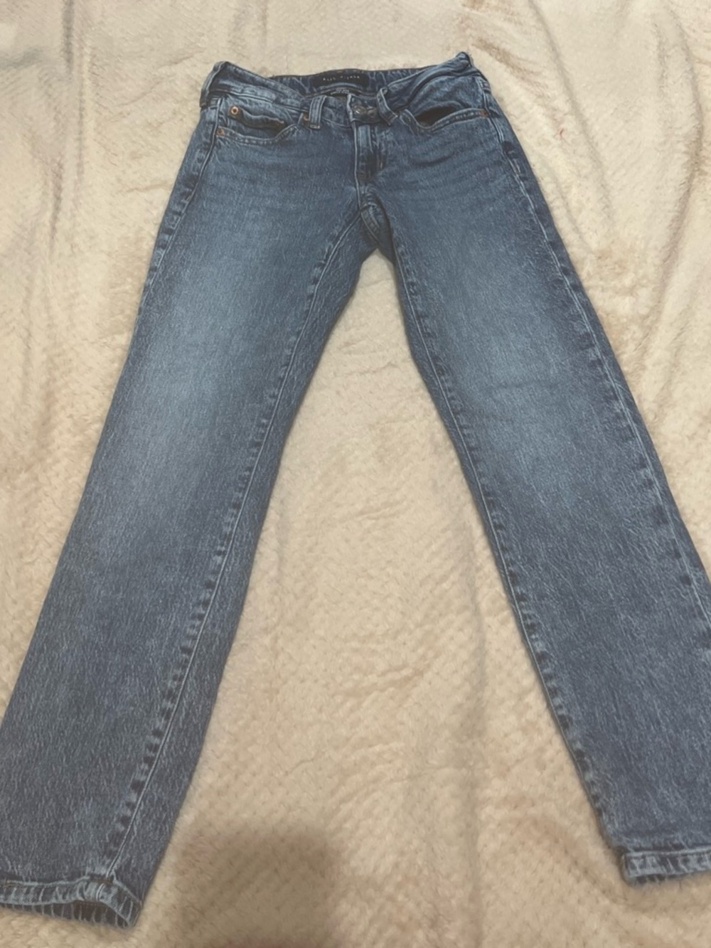 Aeropostale Women's Straight-Leg Jeans in Medium Wash Blue